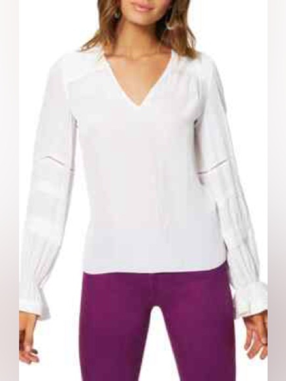 Ramy Brook Finn Pintuck and Ladder Lace Trim blouse,